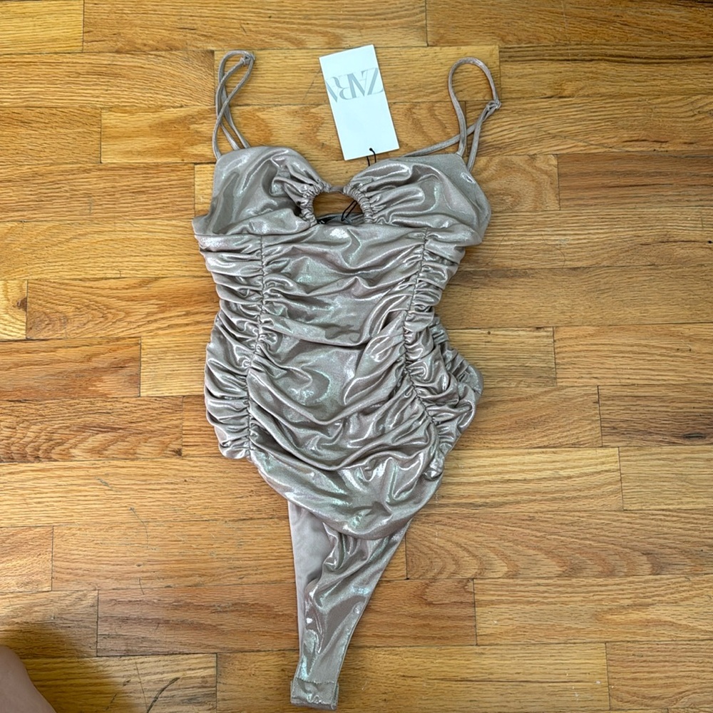 Metallic Zara bodysuit, never worn size S, New with tags
